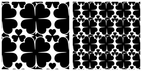 Fototapeta premium Seamless pattern in single layer of clover leaves.