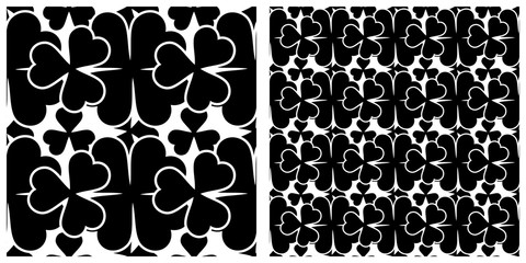 Fototapeta premium Seamless pattern in single layer of clover leaves.