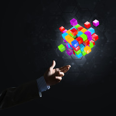 Idea of new technologies and integration presented by cube figure
