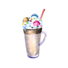 watercolor milkshake with macaroons