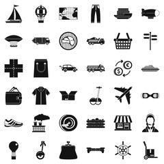 Crossroad icons set, simple style