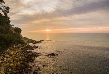 Aerial views of the beach and the waves in the Mediterranean.