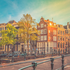 Traditional old buildings in Amsterdam.