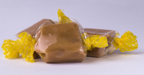 Toffee's in Clear Wrappers on white background
