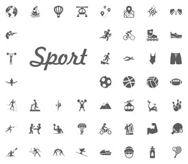 Fototapeta na wymiar Sport letter icon. Sport illustration vector set icons. Set of 48 sport icons.
