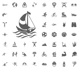 Yachting icon. Sport illustration vector set icons. Set of 48 sport icons.