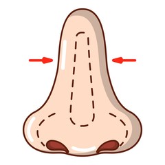 Rhinoplasty icon, cartoon style.