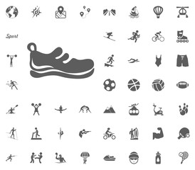 Run shoe icon. Sport illustration vector set icons. Set of 48 sport icons.