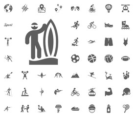Surfing icon. Sport illustration vector set icons. Set of 48 sport icons.