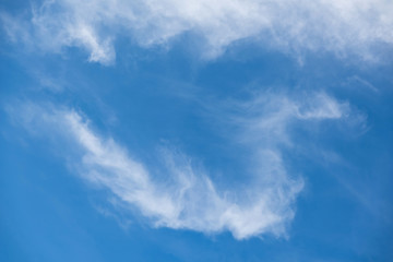 Cirrostratus cloudscape or Fluffy cirrus clouds on blue blue sky, Beautiful cirrocumulus on the high altitude layer