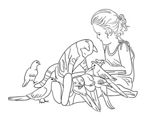 Cute kid line art 03. Good use for symbol, logo, web icon, mascot, sign, coloring book, or any design you want. 