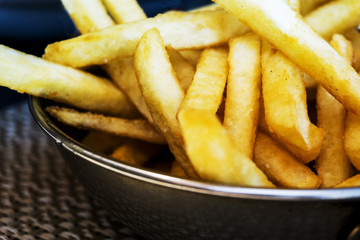 Golden French fries potatoes ready to be eaten