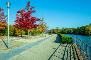 Naklejka premium Autumn leisure - walk in the park