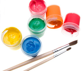 multicolored paint on white background