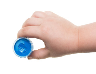 paint for drawing in a child's hand