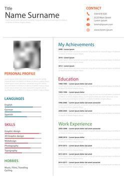 Professional resume cv on white background