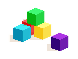 Cubes of Different Colors Vector Illustration