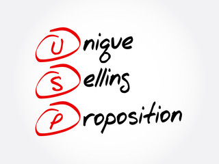 USP - Unique Selling Proposition acronym, business concept background