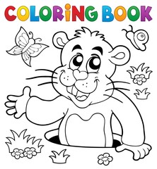 Coloring book groundhog theme image 2