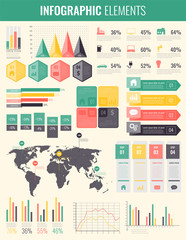 Obraz premium Infographic Elements with world map and charts. Vector