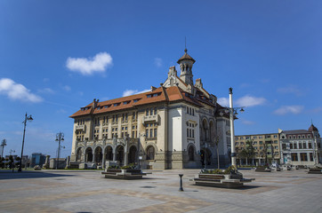 Ovidiu Square with National History and Archeology Museum in the Old Town of Constanta, Romania