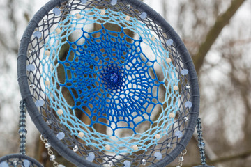 Handmade dream catcher with feathers threads and beads rope hanging