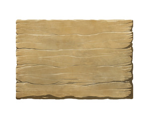 Colorful realistic wooden panel, plank or a sign. Fantasy game interface element or illustration.