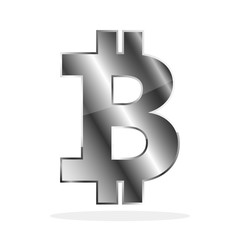 Silver Bitcoin icon. Vector illustration