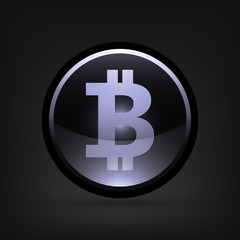 3d Bitcoin currency button. Vector illustration.