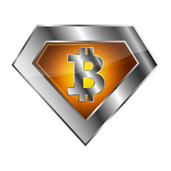 Obraz premium Silver Bitcoin icon. Vector illustration