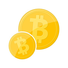 Golden Bitcoin currency. Vector illustration