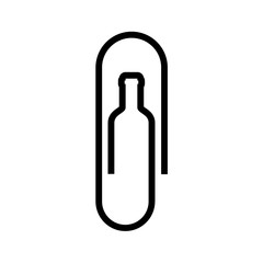 Logotipo clip con silueta botella vino negro en fondo blanco