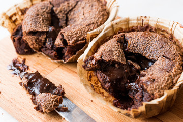 Hot Chocolate Cake Souffle on Wooden Surface.