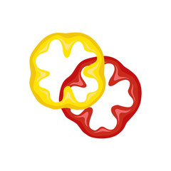 Paprika slices isolated on white background. Cartoon vector illustration. Art logo design