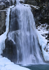 Krimmler Wasserfälle im Winter, Nationalpark Hohe Tauern, Tirol, Österreich, Europa