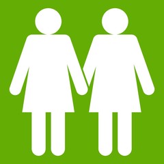 Two girls lesbians icon green