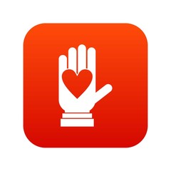 Obraz premium Hand with heart icon digital red