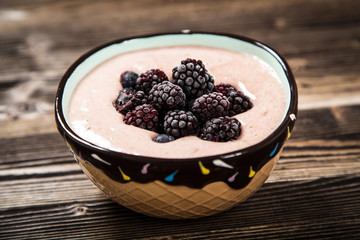 Vegan nice cream with banana and berries