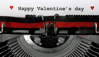 wide Text Happy Valentine s day written with the old typewriter