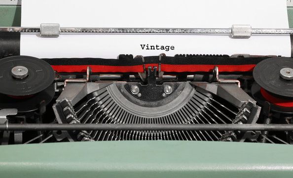 VINTAGE written with the typewriter with white page