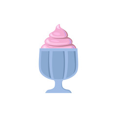 Ice cream vector Illustration. Pink cream in glass. Cartoon flat Design
