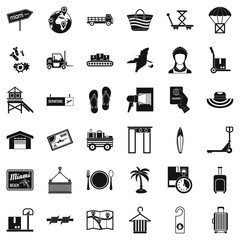 Conveyance icons set, simple style