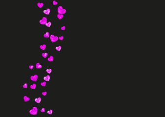 Valentine day border with pink glitter sparkles. February 14th day. Vector confetti for valentine day border template. Grunge hand drawn texture. Love theme for flyer, special business offer, promo.