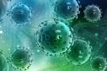 3d rendering Virus bacteria cells background
