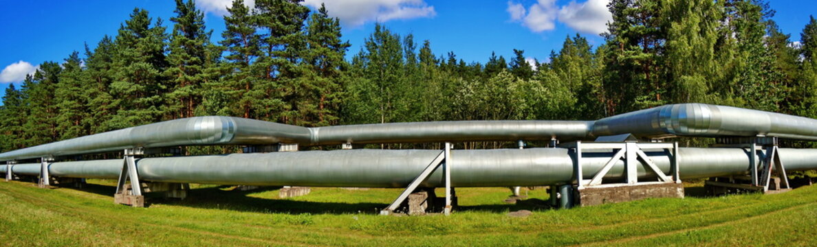 Panoramic view of shining pipes 