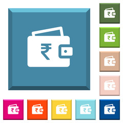 Obraz premium Indian Rupee wallet white icons on edged square buttons