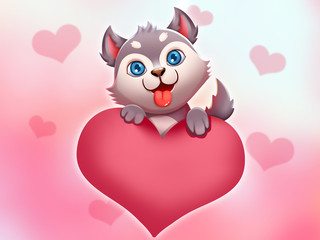Happy Valentine's Day! Cute Holiday Card. Video Game's Digital CG Artwork, Colorful Concept Illustration, Realistic Cartoon Style Background

