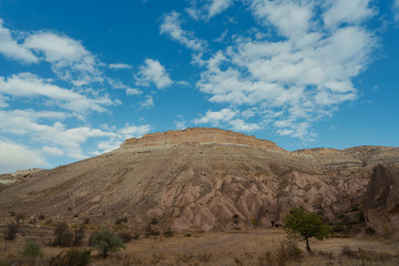 Fototapeta na wymiar panorama of the valley with a volcanic mountain range