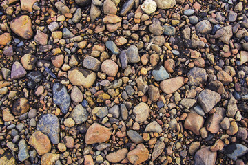 Pebbles in the sand. Beach Pebbles. Background image of pebbles.