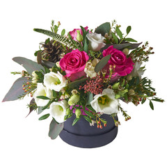 A bouquet of flowers in a beautiful packaging, assembled by a florist